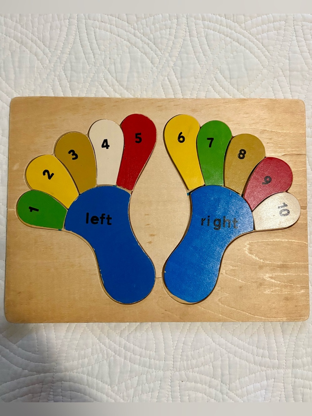 Wooden Left & Right Foot Number Puzzle Educational